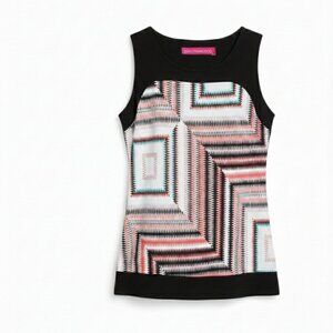 SAN FRANCISCO - Vintage Geometric Pattern Sleeveless tunic-length Top XL